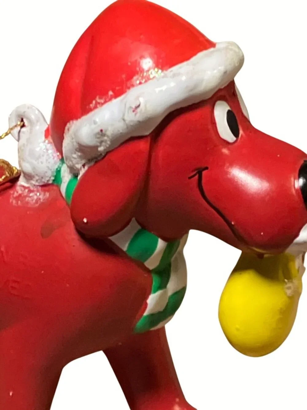 Clifford the Big Red Dog Christmas Ornament With Santa Hat and Scarf